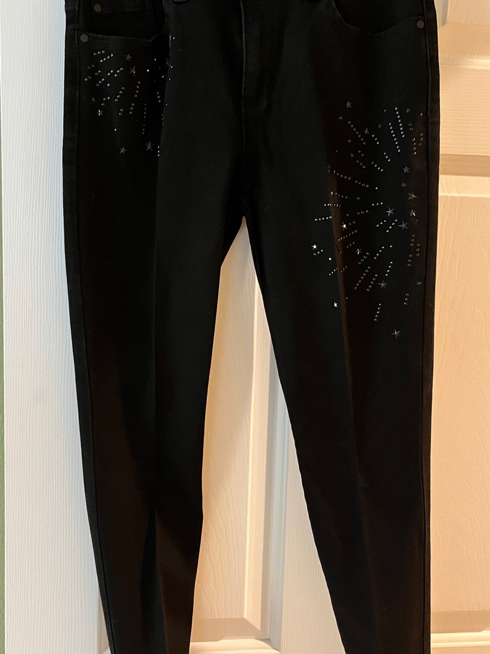 d. jeans Black Straight-Leg Jeans with Starburst Studs